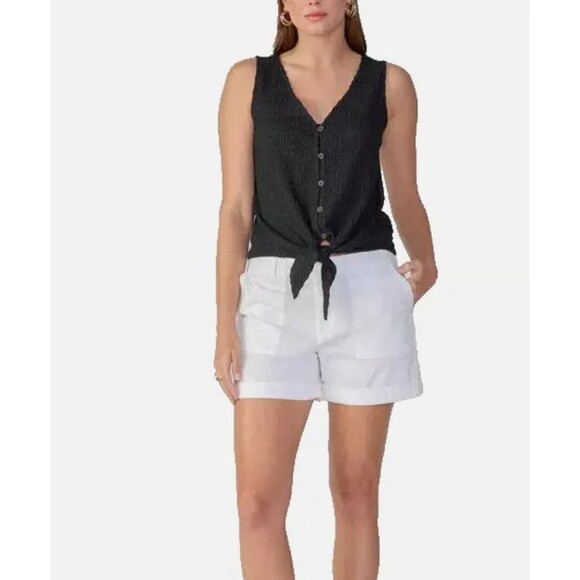 Sanctuary Women's White Flat Front Slash Pockets Rolled Cuff Cargo Shorts Sz 10 - Picture 10 of 10